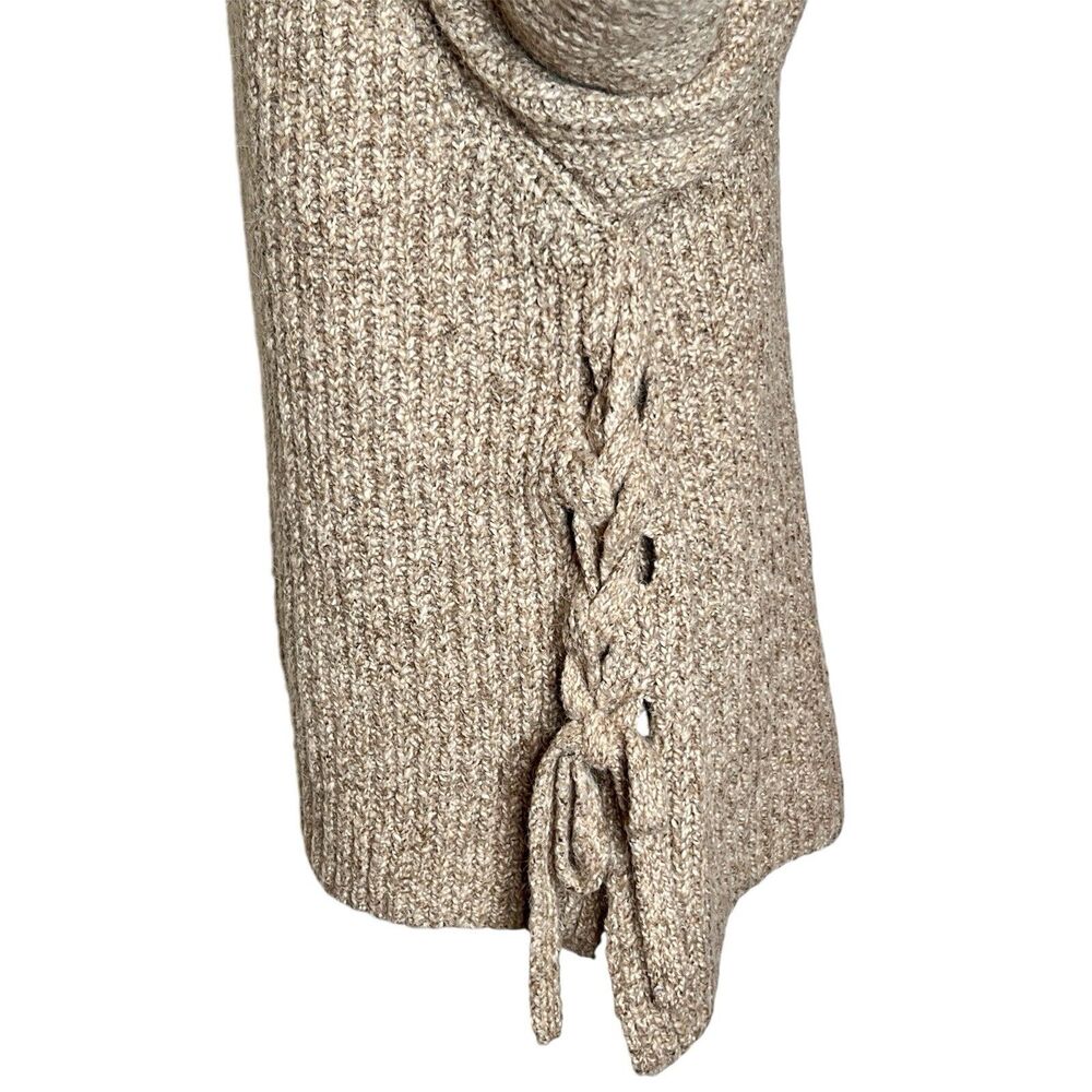 Line Knitwear Tan Pullover Sweater Sz Large Side Ties Unique Neckline Alpaca - Picture 4 of 7